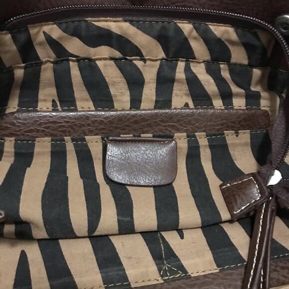 Animal Print Bedazzled Peace Sign Tote Shoulder Bag - Picture 4 of 10